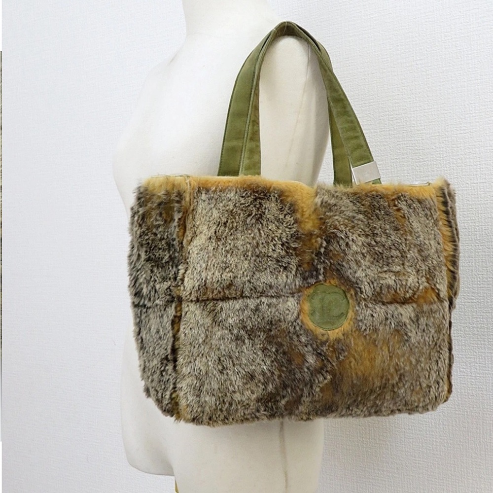 CHANEL Rabbit Fur Tote - Olive and Tan - Picture 9 of 16